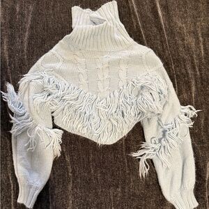 Fashion Nova Blue Cowl Neck Sweater with Chunky Knit